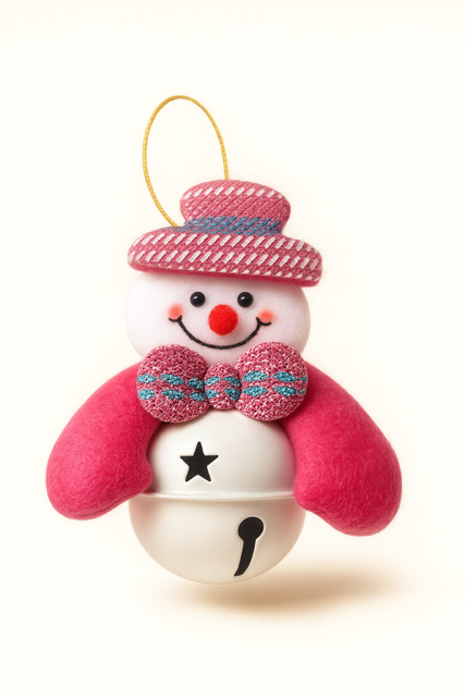 Christmas tree ornament - snowman bell with bowtie