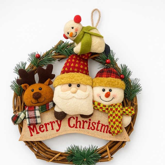 Christmas wreath - santa ,snowman & reindeer design