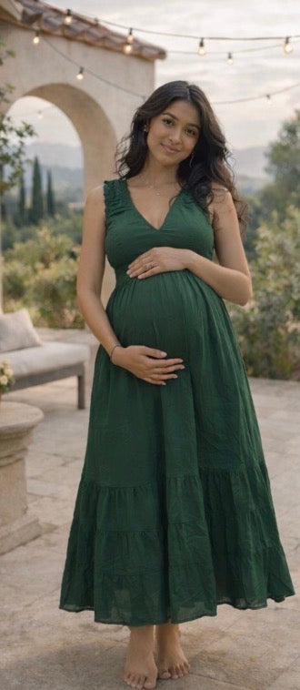 Emerald Green Cotton Maxi Dress