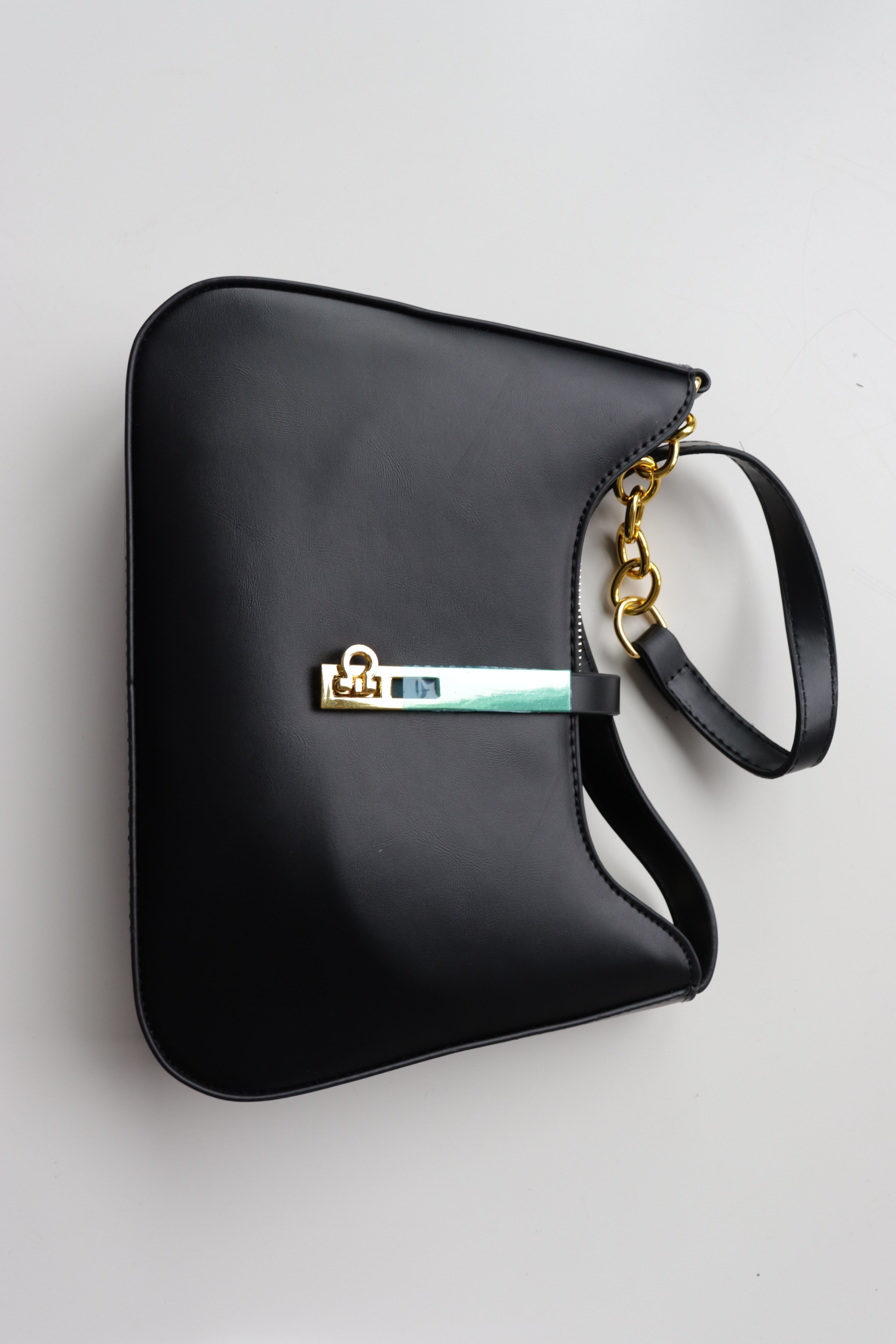 Minimalist Gold Accent Shoulder Bag – Beige, White, Black & Brown