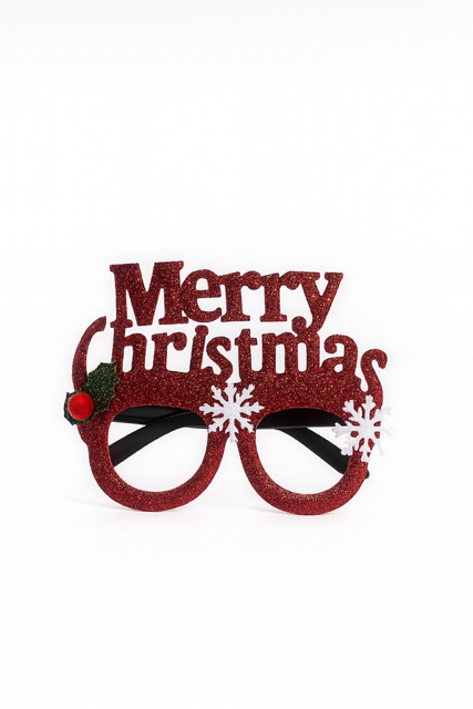 Christmas Party Glasses – “Merry Christmas” Red Glitte