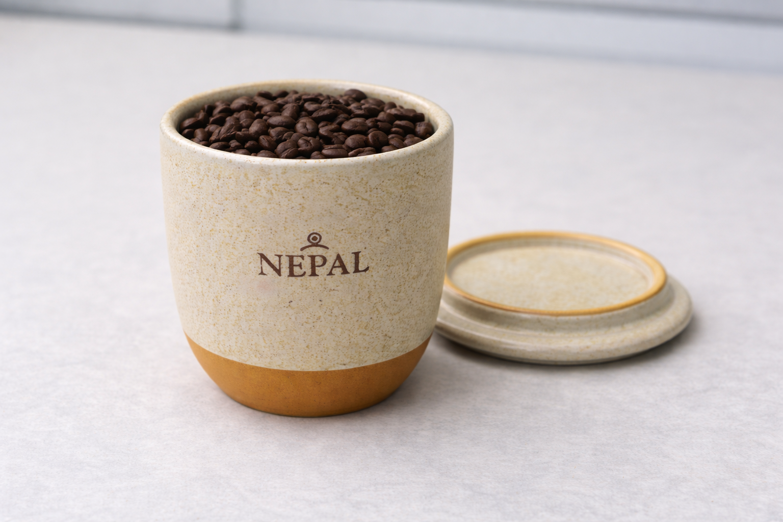 Nepal Handmade Clay Coffee Jar with Lid