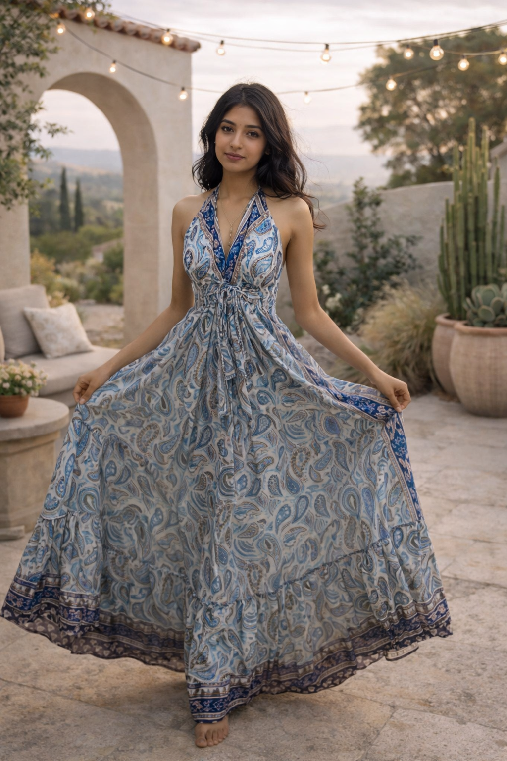 The Blue Mirage Silk Gown