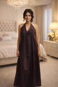Chocolate Brown Halter Maxi Dress