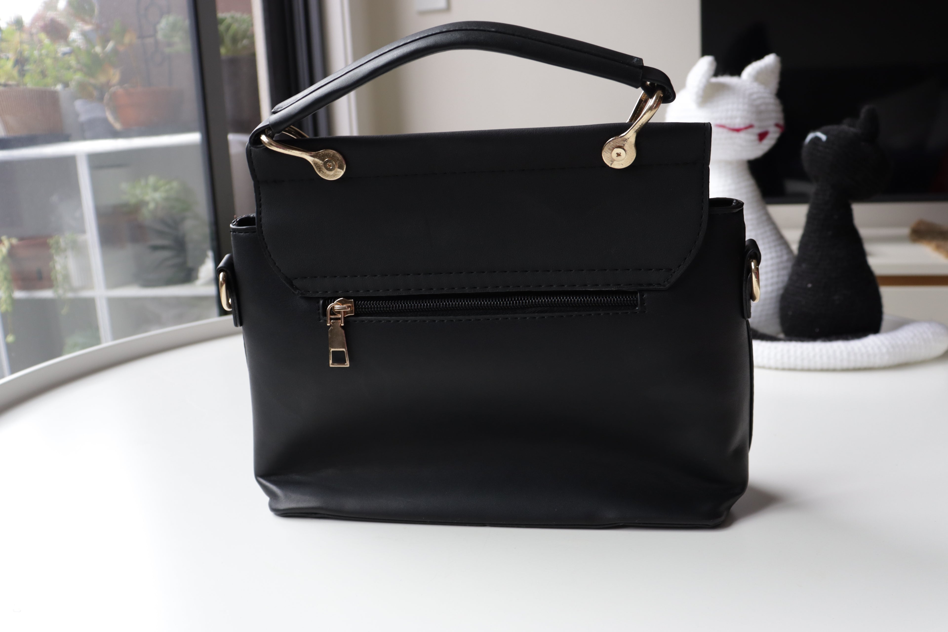Elegant Buckle Top-Handle Bag – Black, Brown & Khaki