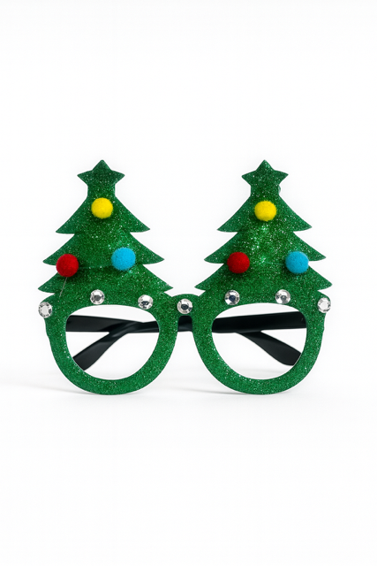 Christmas Tree Glitter Glasses – Holiday Party Eyewear