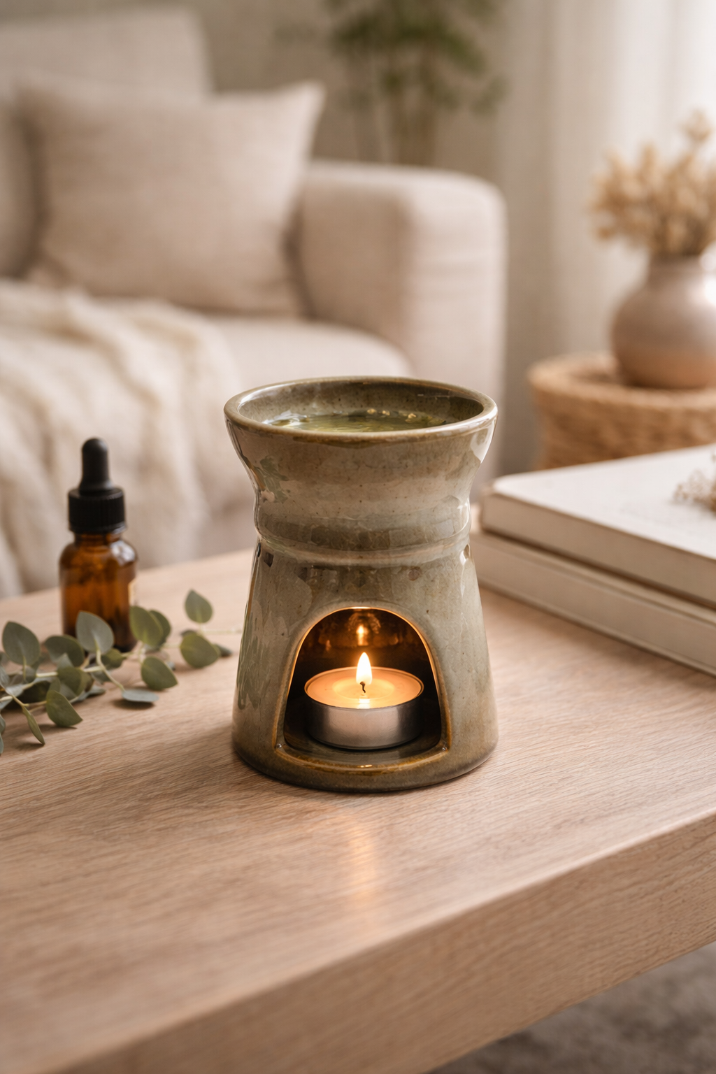 HANDCRAFTED CLAY  AROMA BURNER -NATURAL EARTH - TONE OIL DIFFUSER