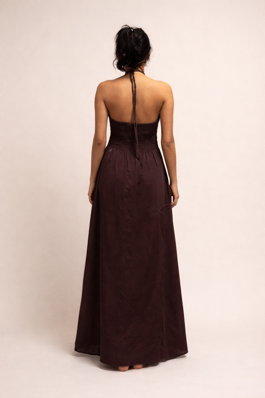 Chocolate Brown Halter Maxi Dress