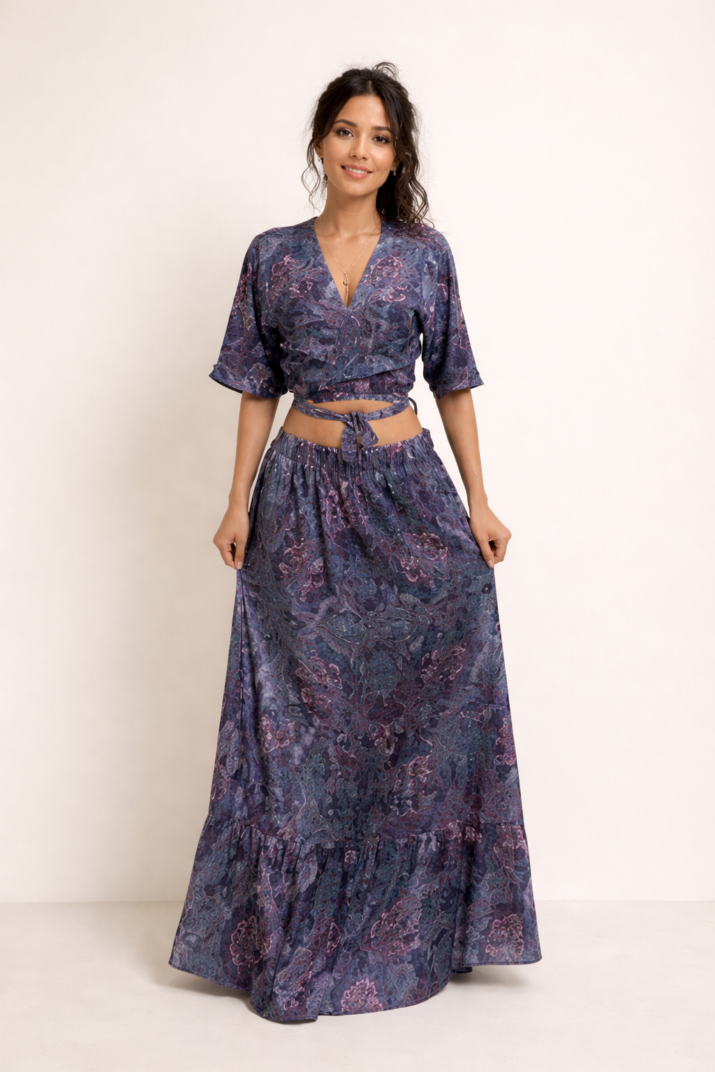 Purple Printed Two-Piece Set