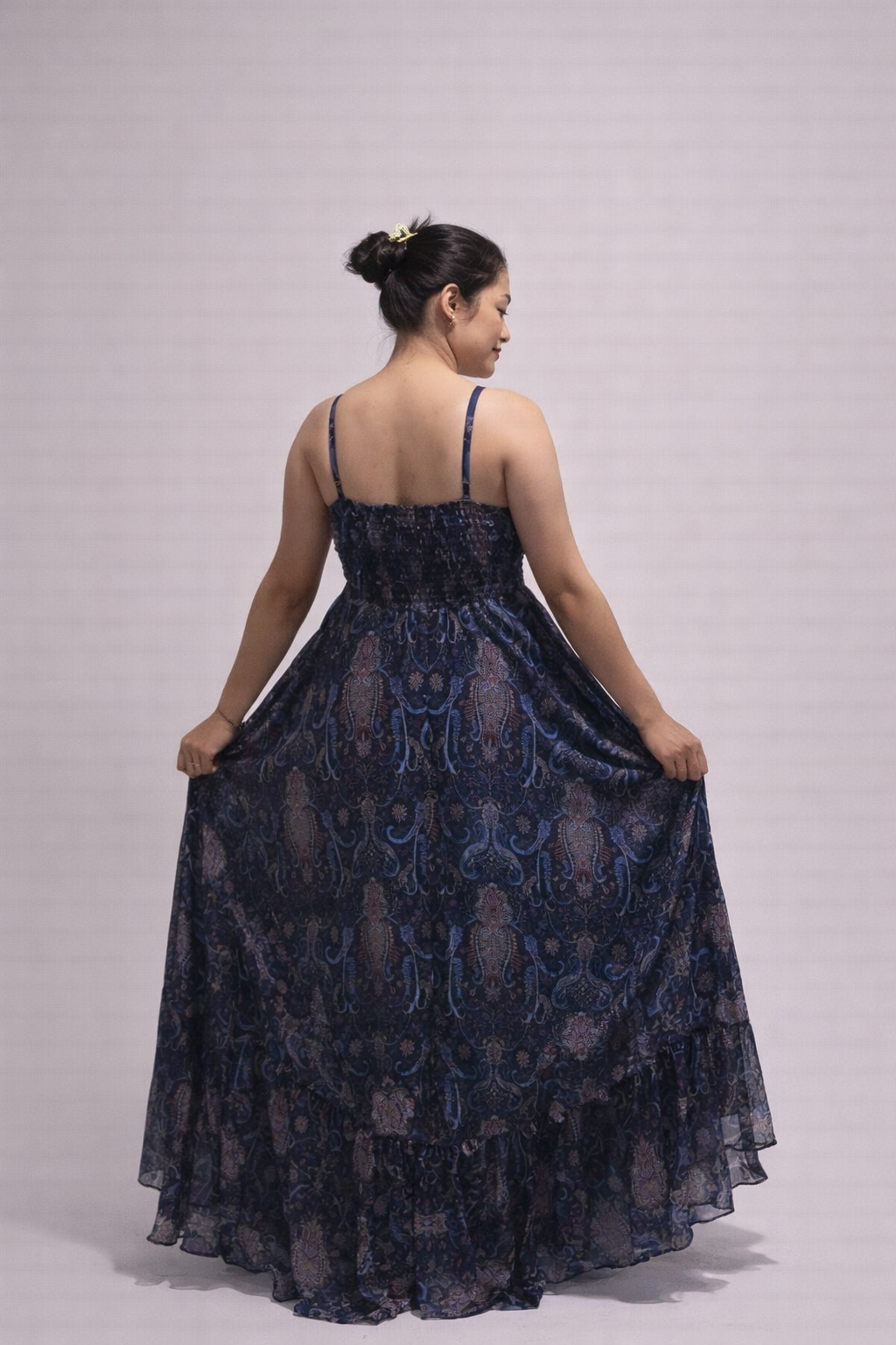 Midnight Floral Layered Maxi Dress