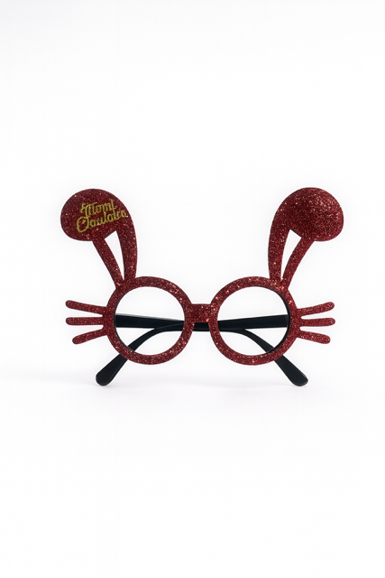🐰 Red Glitter Bunny Glasses