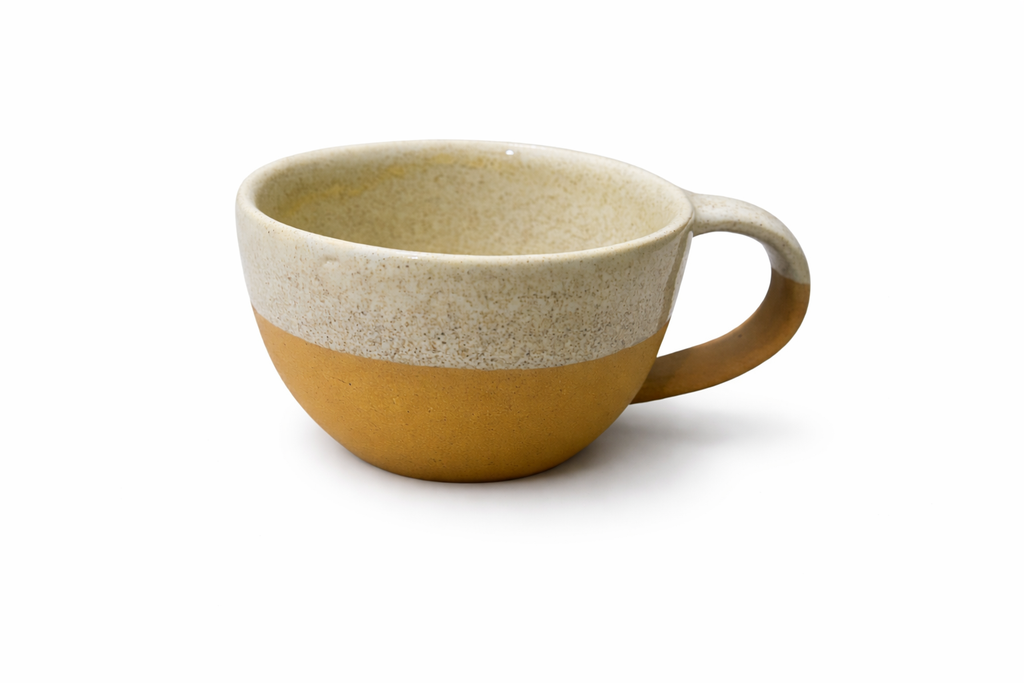 Handcrafted Clay Coffee Mug – Warm Two-Tone Design