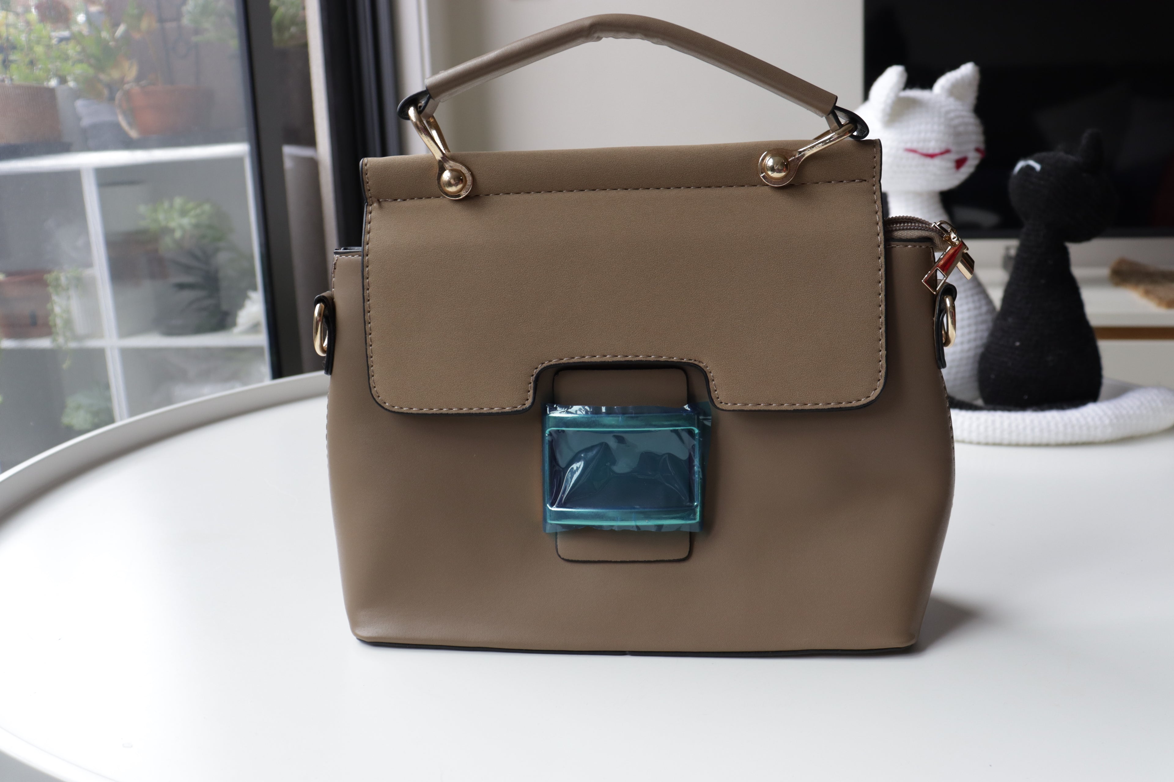 Elegant Buckle Top-Handle Bag – Black, Brown & Khaki
